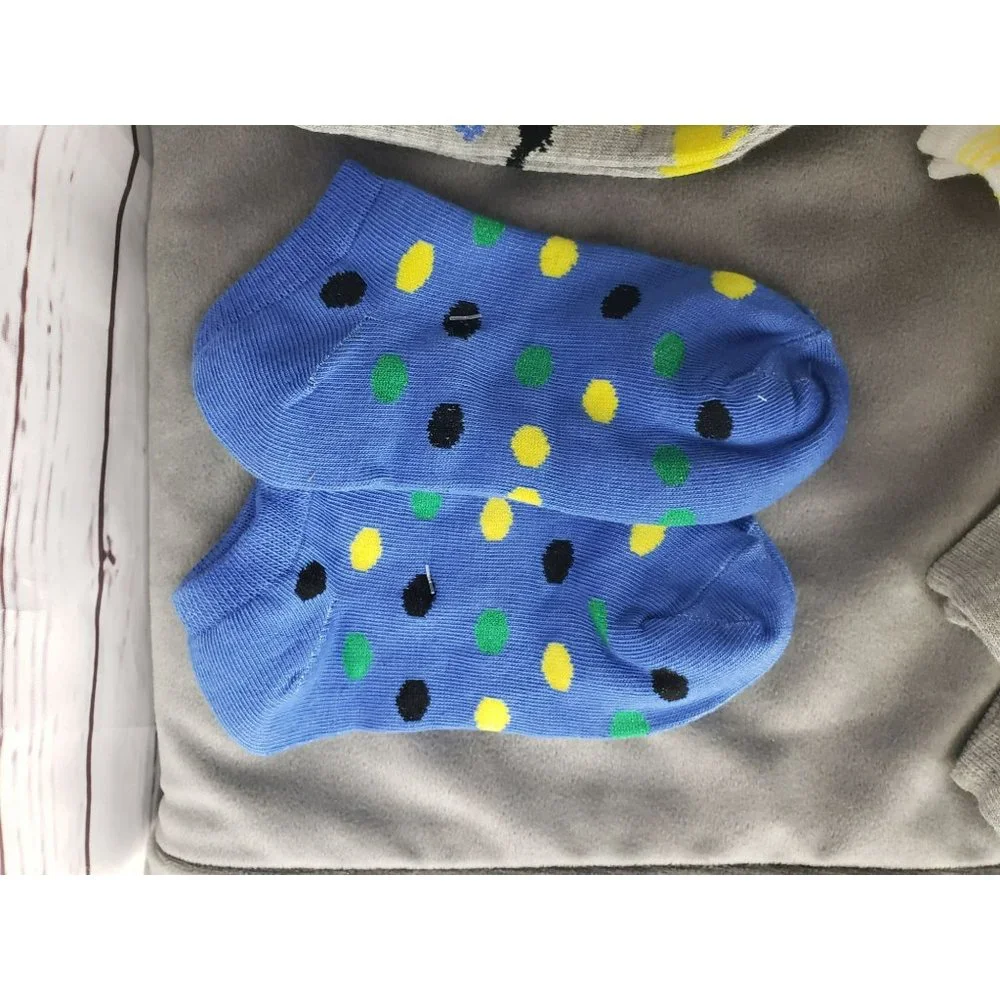 Boy‎ Novelty Dinosaur Striped Polka Dot Blue Gray Socks
